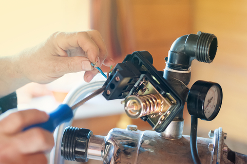 Water,supply,system.,hydraulic,accumulator,,water,pump,and,other,equipment.