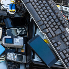 Close,up,on,pile,of,mixed,electronic,waste,,old,broken